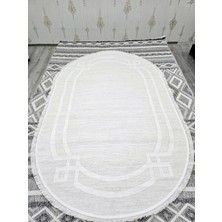 Merinos Crystal 72233-061 Beyaz-Krem Oval Salon Halısı Yolluk Yatak Odası Halısı