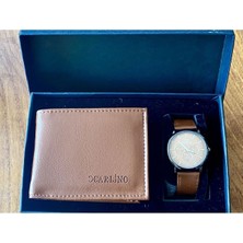 Desingshop Deri Kayışlı Kol Saati ve Cüzdan 2’li Hediye Seti,