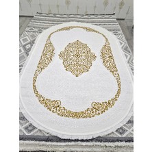 Merinos Crystal 32485-060 Gold-Beyaz Oval Salon Halısı Yolluk Antre Halısı