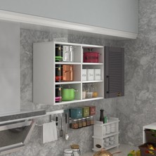 Kenz Life Kenzlife Nane Gri Mutfak Dolabı 90*120*32 Suntalam Malzeme Modern Tasarım Kapaklı