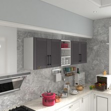 Kenz Life Kenzlife hazır mutfak dolabı fasulye60 gri mod2 60*200*32 mebran kapak suntalam gövde