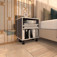 Kenz Life Kenzlife Komodin Matti Gri 48 x 40 x 40 Ayarlı Ayaklı Komidin Kitaplık