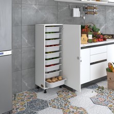 Kenz Life Çok Amaçlı Dolap Modern Tasarım 9 Sepetli Ahşap 122x45x30 cm Ofis ve Mutfak İçin