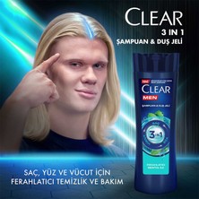 Clear Men 3 in 1 Şampuan & Duş Jeli Ferahlatıcı Mentol Etkisi Saç Yüz Vücut İçin 350 ml x2