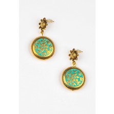 Lila Rosa  Etnik Otantik Turkuaz Küpe