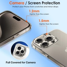 Etiget iPhone 15 Pro Şeffaf Silikon Kılıf + 2 Adet Cam Ekran Koruyucu Seti