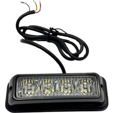 Tas 12V-24V Çakar Flaş LED Lamba (Şeffaf) (Mavi) (4X1W) 18 Fonksiyonlu (110*33*30 Mm)