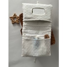 Babykar Alt Açma Matı, Bakım Çantası ve Bez Çantası Set Ponponlu Müslin