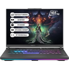 Asus Rog Strix G16 G614JV-N3452 Intel Core I7 13650HX 32 GB 512 GB SSD Rtx 4060-140WATT 165 Hz Freedos 16" Wuxga Taşınabilir Bilgisayar