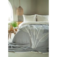 June Gri Müslin Çift Kişilik Nevresim&yatak Örtüsü Set