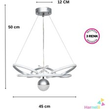 Harnelli 3 Renk Yanabilen Şeker Camlı Modern Ledli Avize