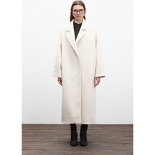 Manuka Düz Kapama Kaşe Kaban Bej