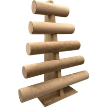 Megass Dekor Yerli Üretim Süet Kumaş Sütlü Kahve Renk Beş Kademeli 45/34 cm Bileklik-Saat Sergileme Standı