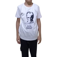 Salar Ticaret Atatürk Baskı ve Imzalı Kısa Kol Beyaz T-Shirt