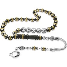 Tesbihname Kararmaz Metal Püsküllü Pirinç Sarmal Küre Kesim Gümüş Isim Yazılı Beyaz Mine Dolgulu Kuka Tesbih