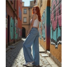 Enzim Jeans Kadın  Pamuk Wide Leg Baggy Jeans