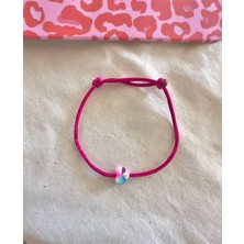 Atelier Çağla Gökkuşağı Kalpli Fuşya Pembe Ip Bileklik