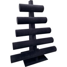Megass Dekor Yerli Üretim Süet Kumaş Siyah Renk Beş Kademeli 45/34 cm Bileklik-Saat Sergileme Standı
