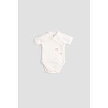 Organik Pamuk Kısa Kollu Kruvaze Zıbın Ekru