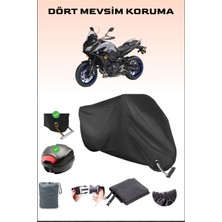 Breen Yamaha Tracer 9 Için Arka Çanta ve Kilit Uyumlu Siyah Motosiklet Branda, Güvenli