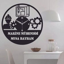 Hediyelikevi Makine Mühendisi Temalı Ahşap Duvar Saati 50 Cm(Isim Sipariş Mesajı ile Bildirilebilir)