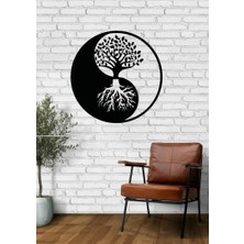 Ansac Metal Yin Yang Doğanın Dengesi Yaşam Ağacı Metal Tablo - 65 x 65  cm