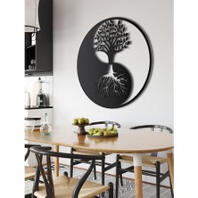 Ansac Metal Yin Yang Doğanın Dengesi Yaşam Ağacı Metal Tablo - 65 x 65  cm