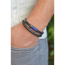 Sacce Scarves & Accessories Erkek Deri Bileklik Siyah