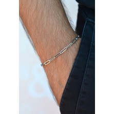 Sacce Scarves & Accessories Erkek Silver Renk İnce Ataç Model Çelik Zincir Bileklik