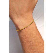 Sacce Scarves & Accessories Erkek Çelik İnce Zincir Bileklik Gold Renk