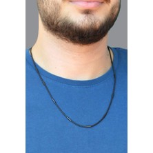 Sacce Scarves & Accessories Siyah Renk Erkek Çelik Zincir Kolye 60 cm