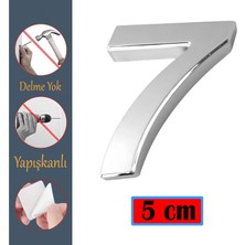 Nzb Kapı Numarası Yapışkanlı Küçük Boy 50 mm 5 cm Numara 7 Rakam Yedi Sayısı Krom Renk Numaralar 1 Adet