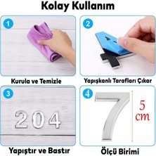 Nzb Kapı Numarası Yapışkanlı Küçük Boy 50 mm 5 cm Numara 7 Rakam Yedi Sayısı Krom Renk Numaralar 1 Adet