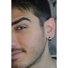 Erkek Çelik İki Renkli Halka Küpe Tekli