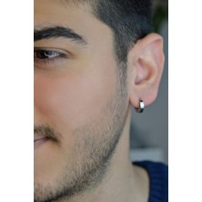 Erkek Gümüş Renk Çelik Halka Küpe Tekli