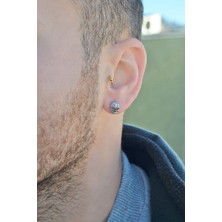 Sacce Scarves & Accessories Zirkon Taşlı Gümüş Renkli Kurukafa Erkek Küpe