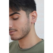 Sacce Scarves & Accessories 3 mm Erkek Gold Çelik Tektaş Küpe