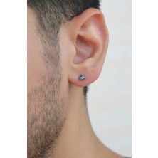 Sacce Scarves & Accessories 3 mm Erkek Hologram Taşlı Çelik Tektaş Küpe