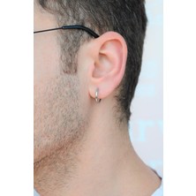 Sacce Scarves & Accessories Erkek Gümüş Renk Çelik Halka Küpe 14 mm Küçük Boy