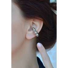 Sacce Scarves & Accessories Bombeli Topçuklu Earcuff Gümüş Renk Balon Topçuklu Delik Gerektirmeyen Kıkırdak Küpesi