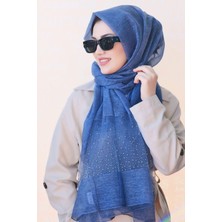 Sacce Scarves & Accessories Taşlı Mavi Renk Ipek Şal