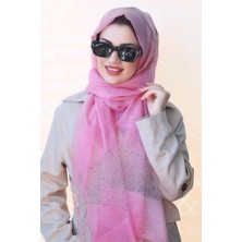 Sacce Scarves & Accessories Taşlı Pembe Renk Ipek Şal