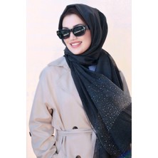 Sacce Scarves & Accessories Taşlı Antrasit Renk Ipek Şal