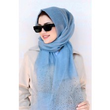 Sacce Scarves & Accessories Taşlı Açık Mavi Renk Ipek Şal