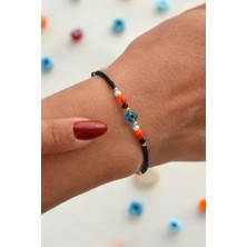 Sacce Scarves & Accessories Küçük Nazar Boncuklu Siyah Bileklik