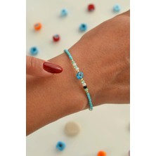 Sacce Scarves & Accessories Küçük Nazar Boncuklu Turquaz Bileklik