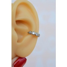 Sacce Scarves & Accessories Gümüş Renkli Zirkon Taşlı Earcuff Sıkıştırmalı Kıkırdak Küpesi
