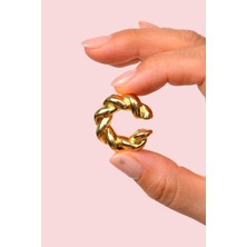 Sacce Scarves & Accessories Burgu Model Bombeli Earcuff Büyük Bombeli Kıkırdak Küpesi Gold Renkli