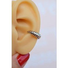 Sacce Scarves & Accessories Bombeli Earcuff Sıkıştırmalı Kıkırdak Küpesi Gümüş Renkli