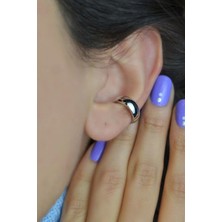 Sacce Scarves & Accessories Gümüş Renkli Bombeli Sıkıştırmalı Sade Kıkırdak Küpesi Earcuff
